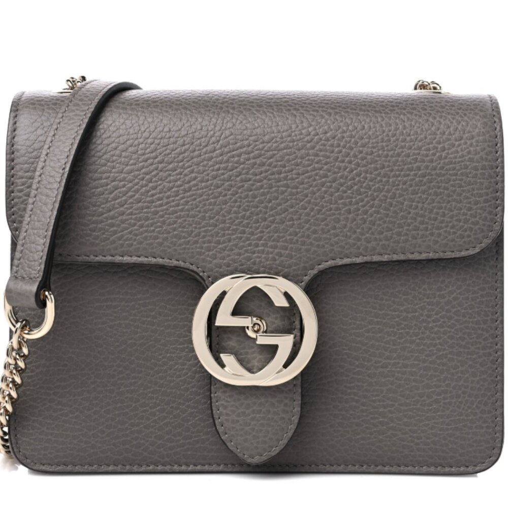 Gucci Gray Leather Chain Bag